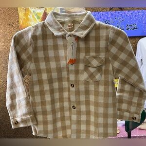 Tan Checkered Kids Shirt, NWT , size 130
